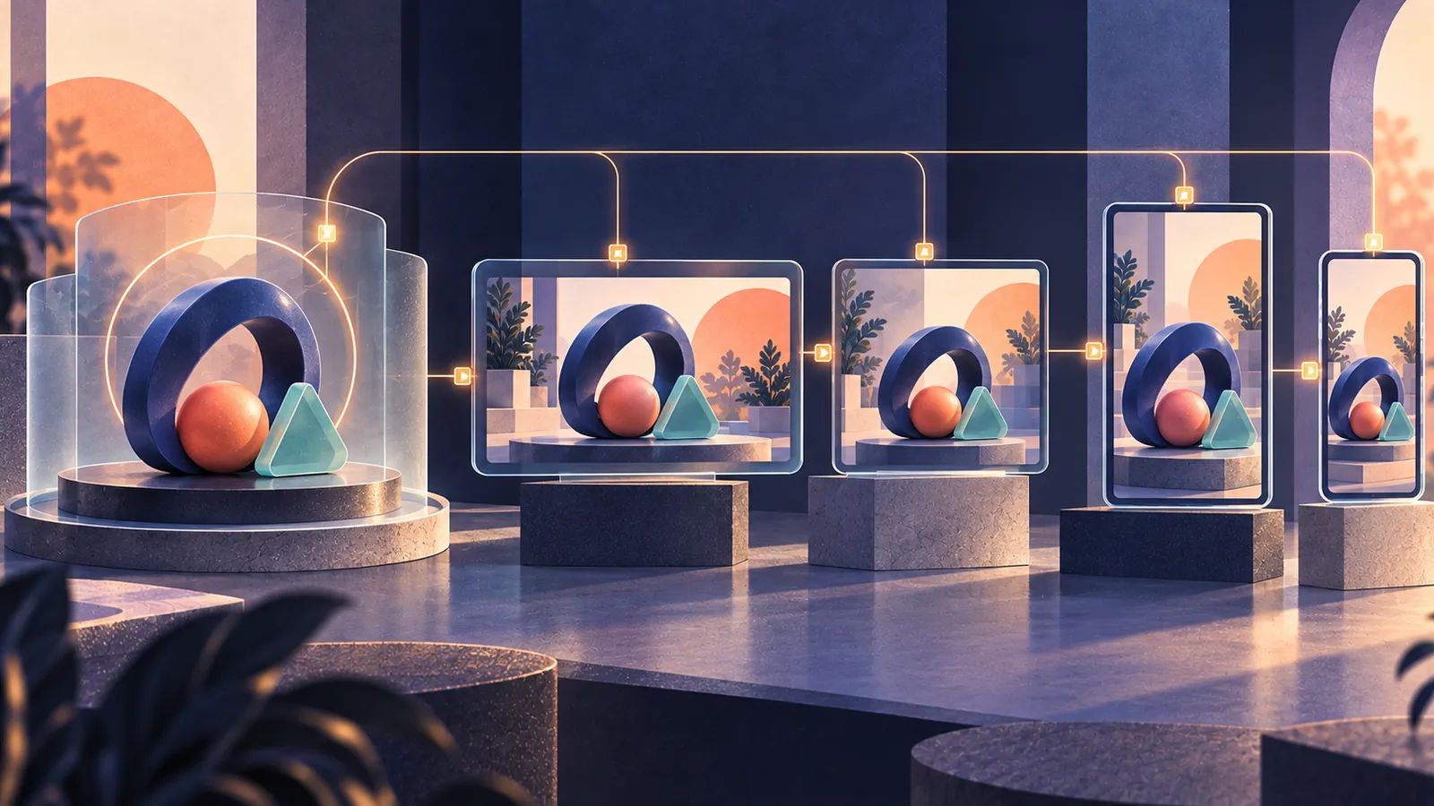 A reusable brand system keeping the same visual identity across several video formats and campaign scenes