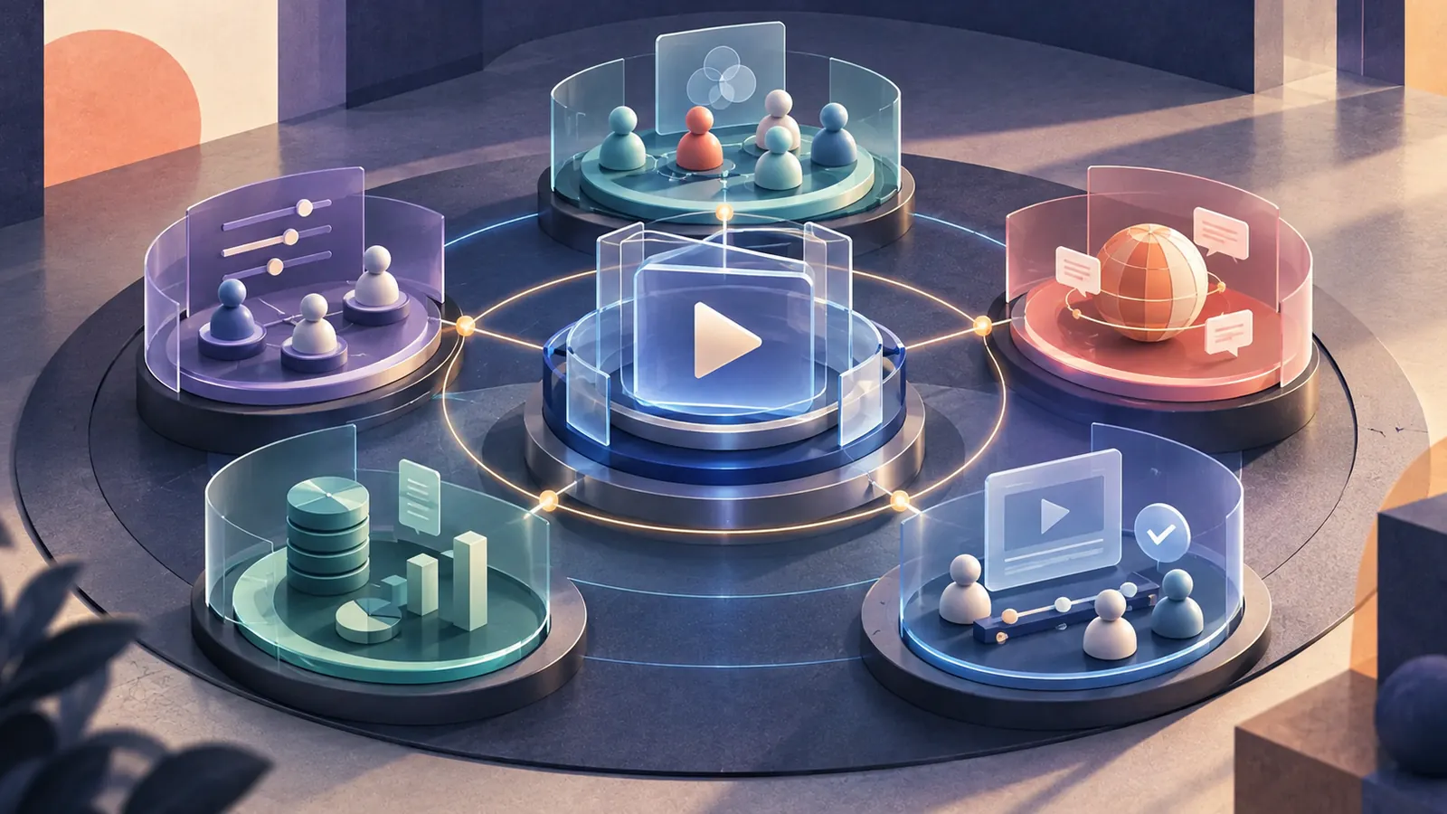 Enterprise video production organized around collaboration, permissions, localization, cost control, and review