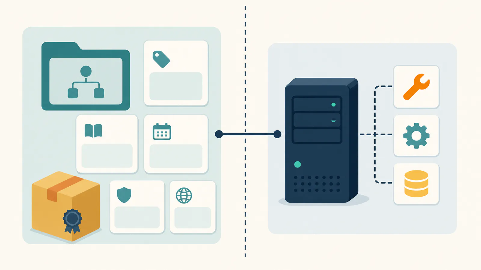 Boundary separating registry namespace and publication metadata from a live server's runtime tool discovery