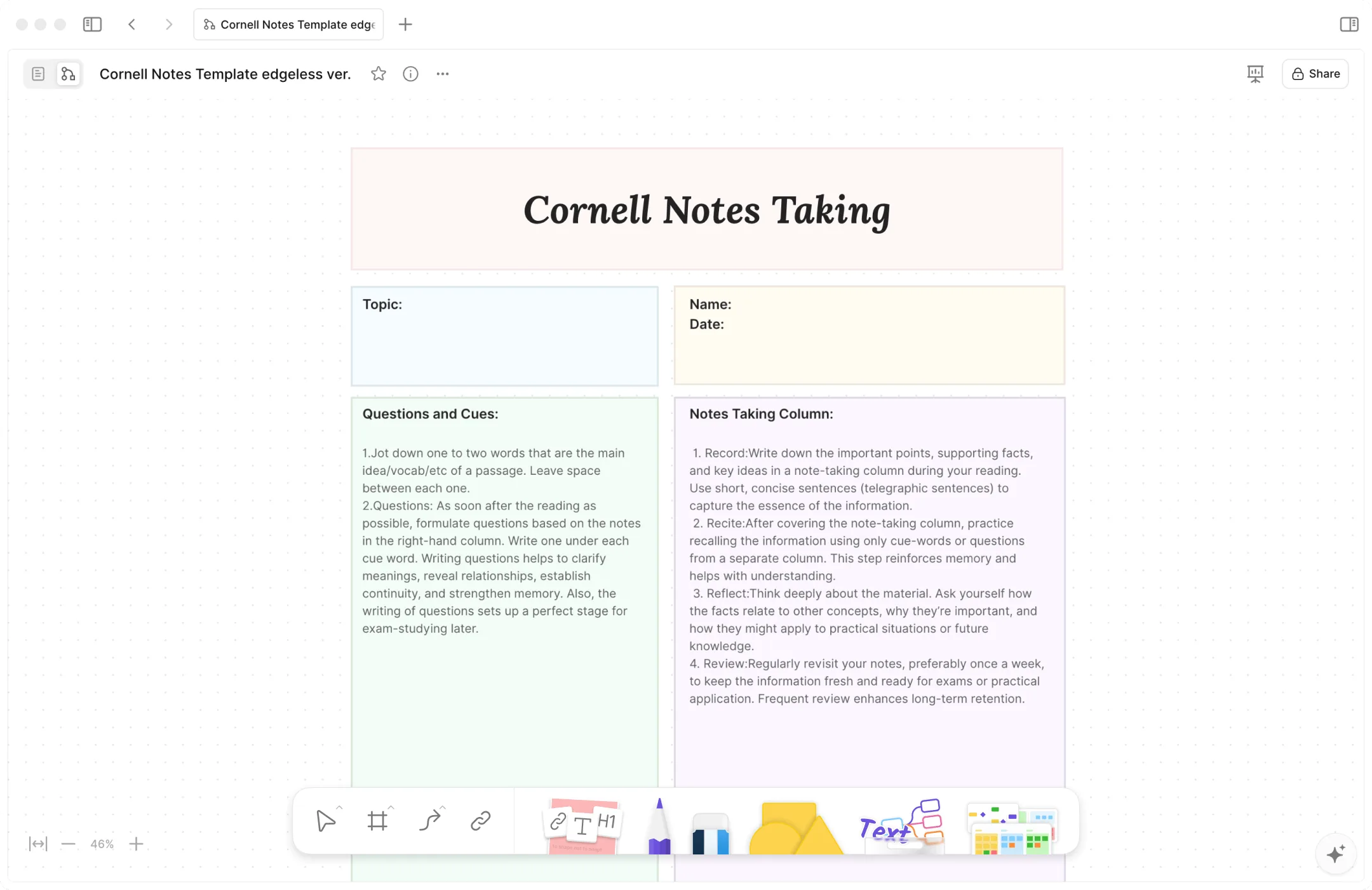 Cornell Notes Template — Write, Draw all in one Template