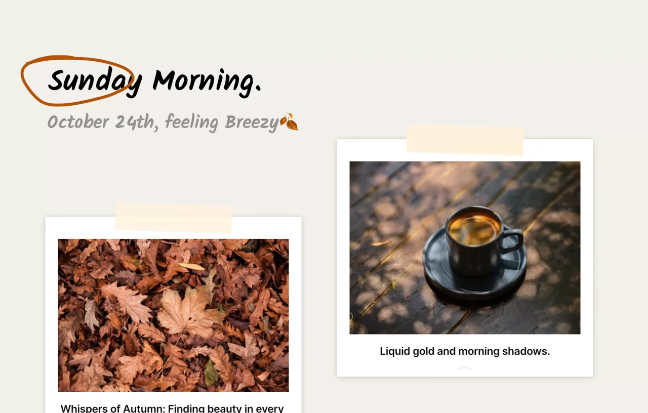 A stylish aesthetic scrapbook newspaper template on AFFiNE featuring retro newspaper layouts, collage elements, and customizable text blocks for creative newsletters.